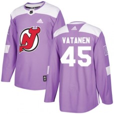 Men Adidas New Jersey Devils #45 Sami Vatanen Authentic Purple Fights Cancer Practice NHL Jersey