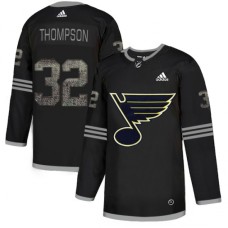 Men Adidas St. Louis Blues #32 Tage Thompson Black Authentic Classic Stitched NHL Jersey