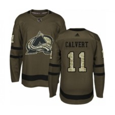 Men Adidas Colorado Avalanche #11 Matt Calvert Authentic Green Salute to Service NHL Jersey