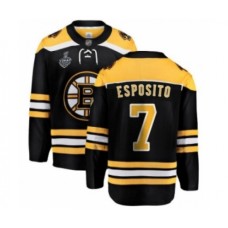 Men Boston Bruins #7 Phil Esposito Authentic Black Home Fanatics Branded Breakaway 2019 Stanley Cup Final Bound Hockey Jersey