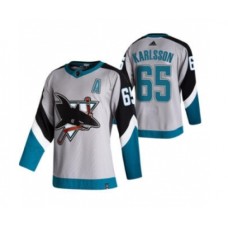 Men San Jose Sharks #65 Erik Karlsson Grey 2020-21 Reverse Retro Alternate Hockey Stitched Jersey