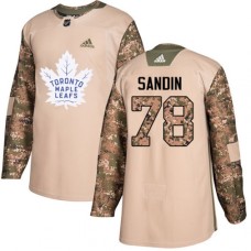 Men Adidas Toronto Maple Leafs #78 Rasmus Sandin Authentic Camo Veterans Day Practice NHL Jersey