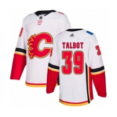 Men Calgary Flames #39 Cam Talbot Authentic White Away Hockey Stitched Jersey