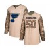 Men St. Louis Blues #50 Jordan Binnington Authentic Camo Veterans Day Practice Hockey Jersey