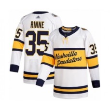 Men Nashville Predators #35 Pekka Rinne Authentic White 2020 Winter Classic Hockey Stitched Jersey