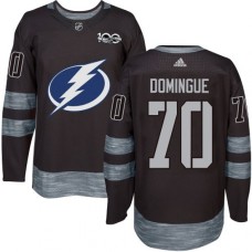 Men Adidas Tampa Bay Lightning #70 Louis Domingue Authentic Black 1917-2017 100th Anniversary NHL Jersey