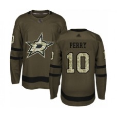 Men Dallas Stars #10 Corey Perry Authentic Green Salute to Service Hockey Stitched Jersey