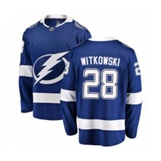 Men Tampa Bay Lightning #28 Luke Witkowski Fanatics Branded Blue Home Breakaway Hockey Stitched Jersey