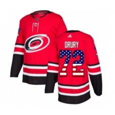 Men Adidas Carolina Hurricanes #72 Jack Drury Authentic Red USA Flag Fashion NHL Jersey