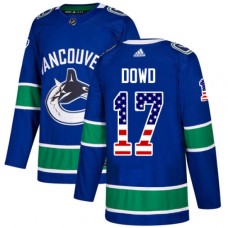 Men Adidas Vancouver Canucks #17 Nic Dowd Authentic Blue USA Flag Fashion NHL Jersey