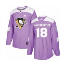 Men Pittsburgh Penguins #18 Alex Galchenyuk Authentic Purple Fights Cancer Practice Hockey Stitched Jersey