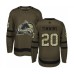 Men Colorado Avalanche #20 Conor Timmins Authentic Green Salute to Service Hockey Stitched Jersey