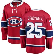 Men Montreal Canadiens #25 Adam Cracknell Authentic Red Home Fanatics Branded Breakaway NHL Jersey