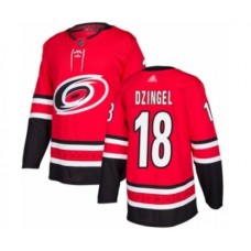 Men Carolina Hurricanes #18 Ryan Dzingel Authentic Red Home Hockey Stitched Jersey