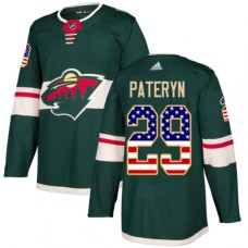 Men Adidas Minnesota Wild #29 Greg Pateryn Authentic Green USA Flag Fashion NHL Jersey