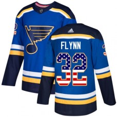 Men Adidas St. Louis Blues #32 Brian Flynn Authentic Blue USA Flag Fashion NHL Jersey