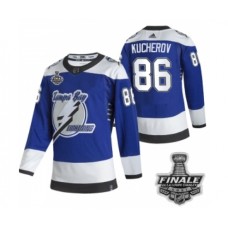 Men Adidas Lightning #86 Nikita Kucherov Blue Home Authentic 2021 Stanley Cup Stitched Jersey