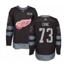 Men Detroit Red Wings #73 Adam Erne Authentic Black 1917-2017 100th Anniversary Hockey Stitched Jersey