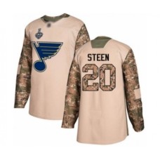 Men St. Louis Blues #20 Alexander Steen Authentic Camo Veterans Day Practice 2019 Stanley Cup Final Bound Hockey Jersey