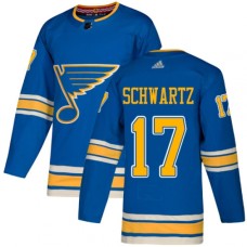 Men Adidas St. Louis Blues #17 Jaden Schwartz Blue Alternate Authentic Stitched NHL Jersey