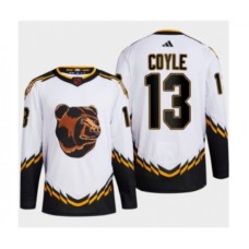 Men Boston Bruins #13 Charlie Coyle White 2022-23 Reverse Retro Stitched Jersey