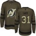 Men Adidas New Jersey Devils #31 Eddie Lack Authentic Green Salute to Service NHL Jersey