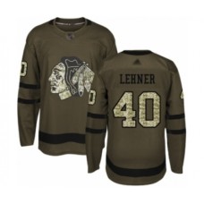 Men Chicago Blackhawks #40 Robin Lehner Authentic Green Salute to Service Hockey Stitched Jersey