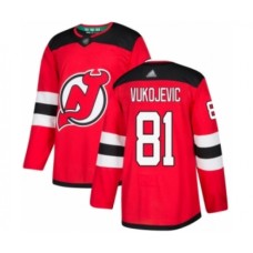 Men New Stitched Jersey Devils #81 Michael Vukojevic Authentic Red Home Hockey Stitched Jersey