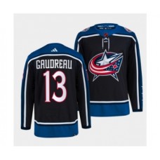 Men Columbus Blue Jackets #13 Johnny Gaudreau Navy 2022 Reverse Retro Stitched Jersey