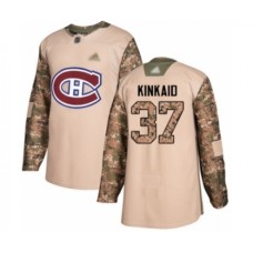 Men Montreal Canadiens #37 Keith Kinkaid Authentic Camo Veterans Day Practice Hockey Stitched Jersey