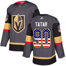 Men Adidas Vegas Golden Knights #90 Tomas Tatar Authentic Gray USA Flag Fashion NHL Jersey