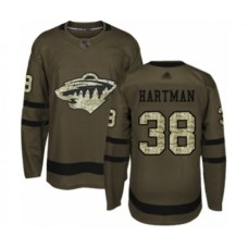 Men Minnesota Wild #38 Ryan Hartman Authentic Green Salute to Service Hockey Stitched Jersey