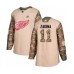 Men Adidas Detroit Red Wings #11 Filip Zadina Authentic Camo Veterans Day Practice NHL Jersey