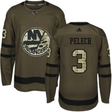 Men Adidas New York Islanders #3 Adam Pelech Authentic Green Salute to Service NHL Jersey