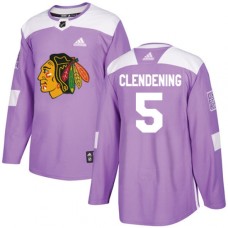 Men Adidas Chicago Blackhawks #5 Adam Clendening Authentic Purple Fights Cancer Practice NHL Jersey