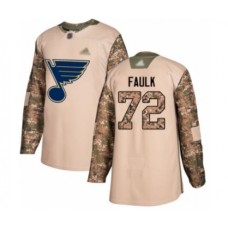 Men St. Louis Blues #72 Justin Faulk Authentic Camo Veterans Day Practice Hockey Stitched Jersey