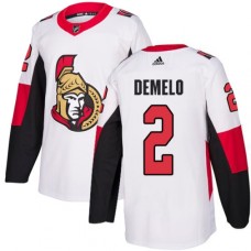 Men Adidas Ottawa Senators #2 Dylan DeMelo Authentic White Away NHL Jersey