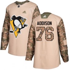 Men Adidas Pittsburgh Penguins #76 Calen Addison Authentic Camo Veterans Day Practice NHL Jersey