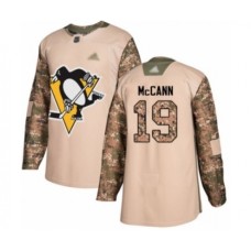 Men Pittsburgh Penguins #19 Jared McCann Authentic Camo Veterans Day Practice Hockey Stitched Jersey