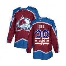 Men Adidas Colorado Avalanche #28 Ian Cole Authentic Burgundy Red USA Flag Fashion NHL Jersey