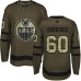 Men Adidas Edmonton Oilers #60 Olivier Rodrigue Authentic Green Salute to Service NHL Jersey