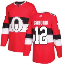 Men Adidas Ottawa Senators #12 Marian Gaborik Authentic Red 2017 100 Classic NHL Jersey