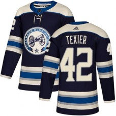 Men Adidas Columbus Blue Jackets #42 Alexandre Texier Authentic Navy Blue Alternate NHL Jersey