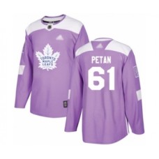 Men Toronto Maple Leafs #61 Nic Petan Authentic Purple Fights Cancer Practice Hockey Stitched Jersey