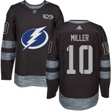 Men Adidas Tampa Bay Lightning #10 J.T. Miller Authentic Black 1917-2017 100th Anniversary NHL Jersey