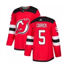 Men New Stitched Jersey Devils #5 Connor Carrick Authentic Red Home Hockey Stitched Jersey