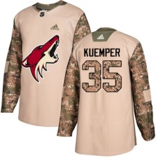 Men Adidas Arizona Coyotes #35 Darcy Kuemper Authentic Camo Veterans Day Practice NHL Jersey