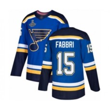 Men St. Louis Blues #15 Robby Fabbri Authentic Royal Blue Home 2019 Stanley Cup Champions Hockey Jersey