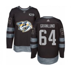 Men Nashville Predators #64 Mikael Granlund Authentic Black 1917-2017 100th Anniversary Hockey Stitched Jersey