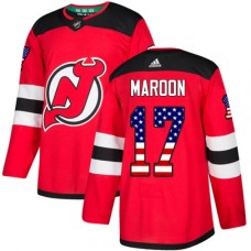 Men Adidas New Jersey Devils #17 Patrick Maroon Authentic Red USA Flag Fashion NHL Jersey